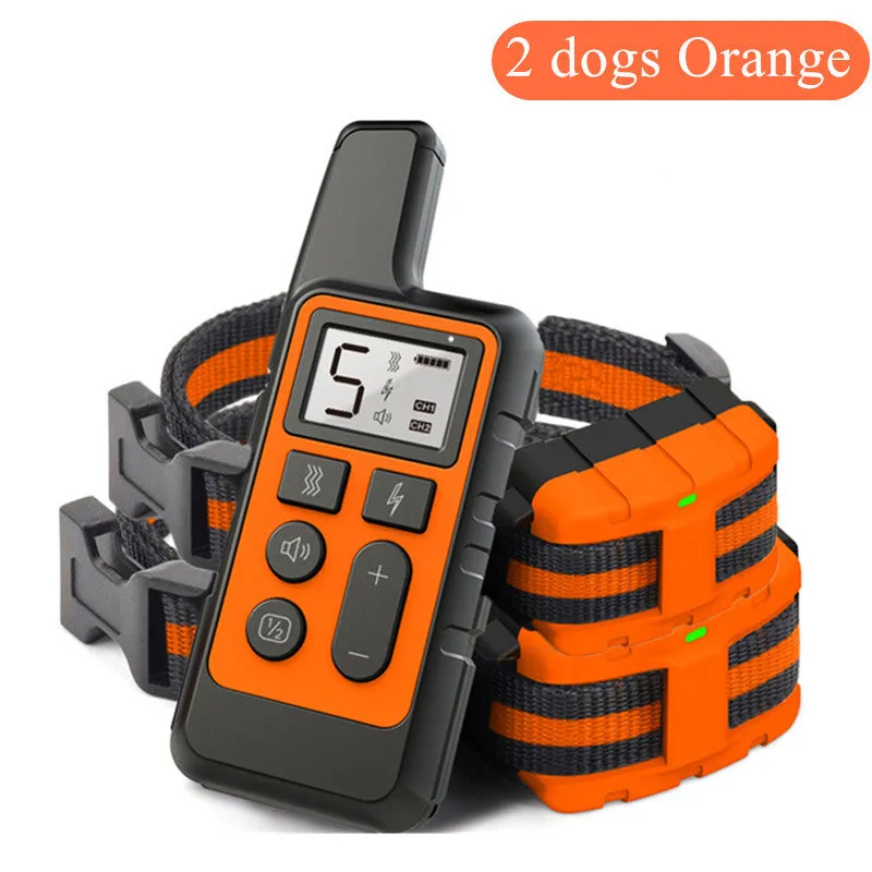 Dog training collar remote transmitter and waterproof receiver with LCD display and three training modes