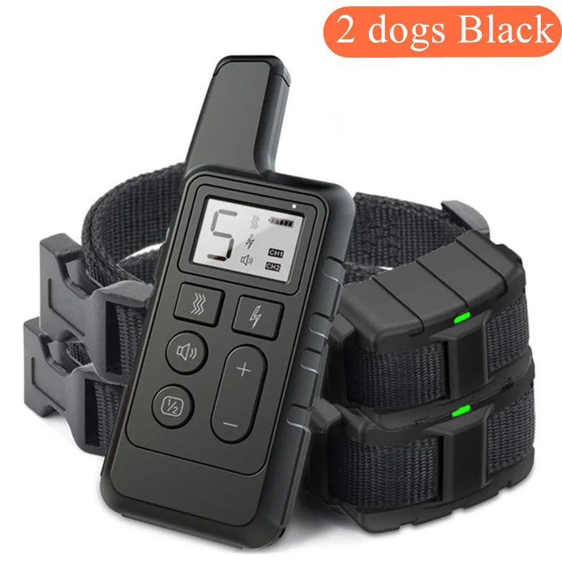 Dog training collar remote transmitter and waterproof receiver with LCD display and three training modes