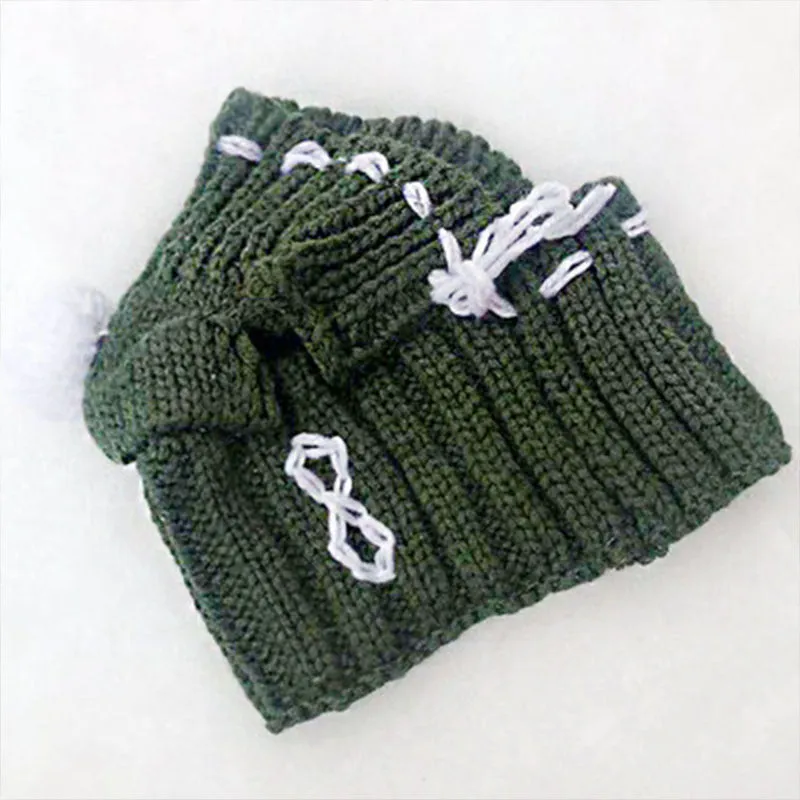 Grey 100% cotton knitted winter hat for small female dogs