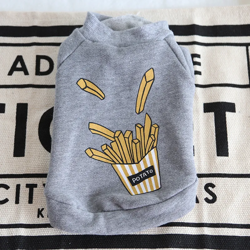 Cotton dog hoodie in popcorn grey for winter wear, size small, 27cm length, 36cm bust