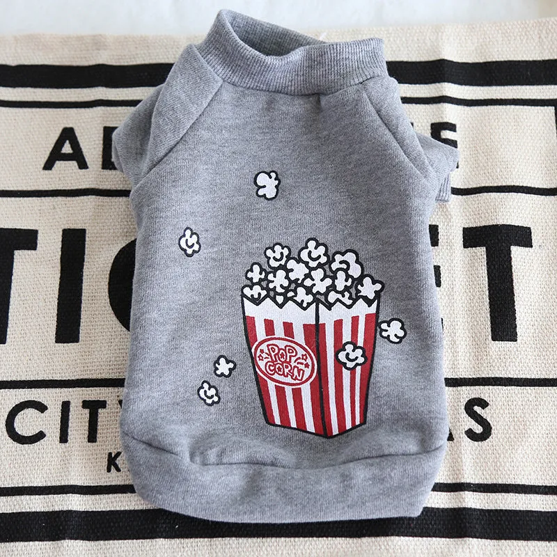 Cotton dog hoodie in popcorn grey for winter wear, size small, 27cm length, 36cm bust