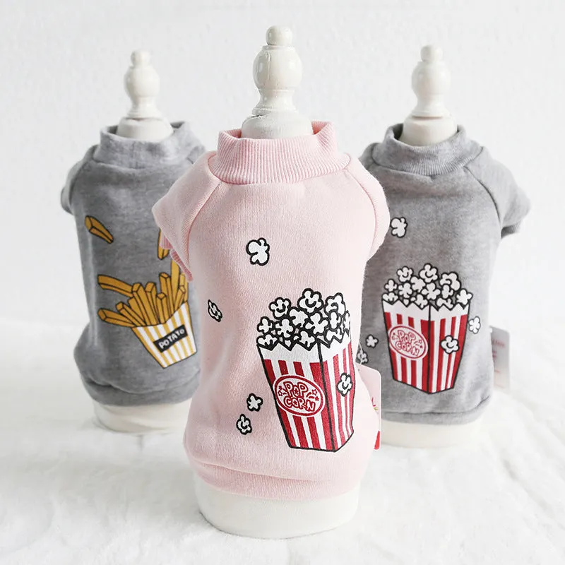 Cotton dog hoodie in popcorn grey for winter wear, size small, 27cm length, 36cm bust