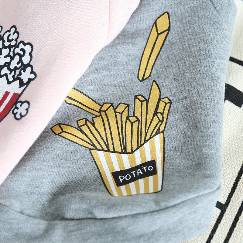 Cotton dog hoodie in popcorn grey for winter wear, size small, 27cm length, 36cm bust