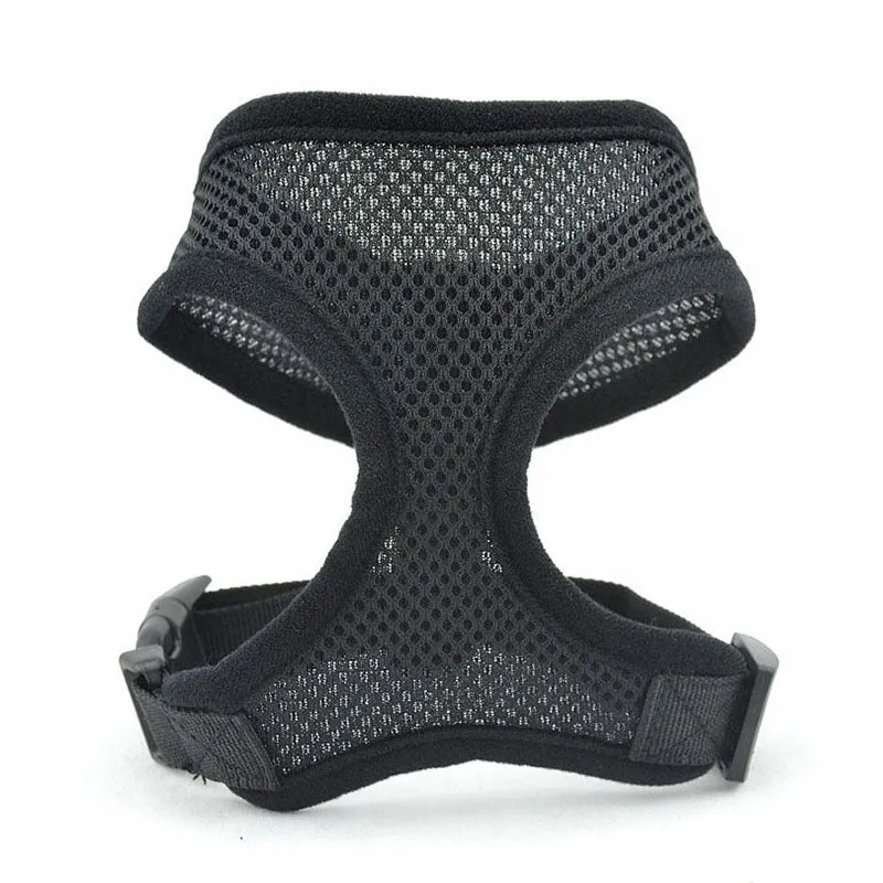 Pet puppy small dog cat padded nylon vest, adjustable chest, black colour, outdoor walks