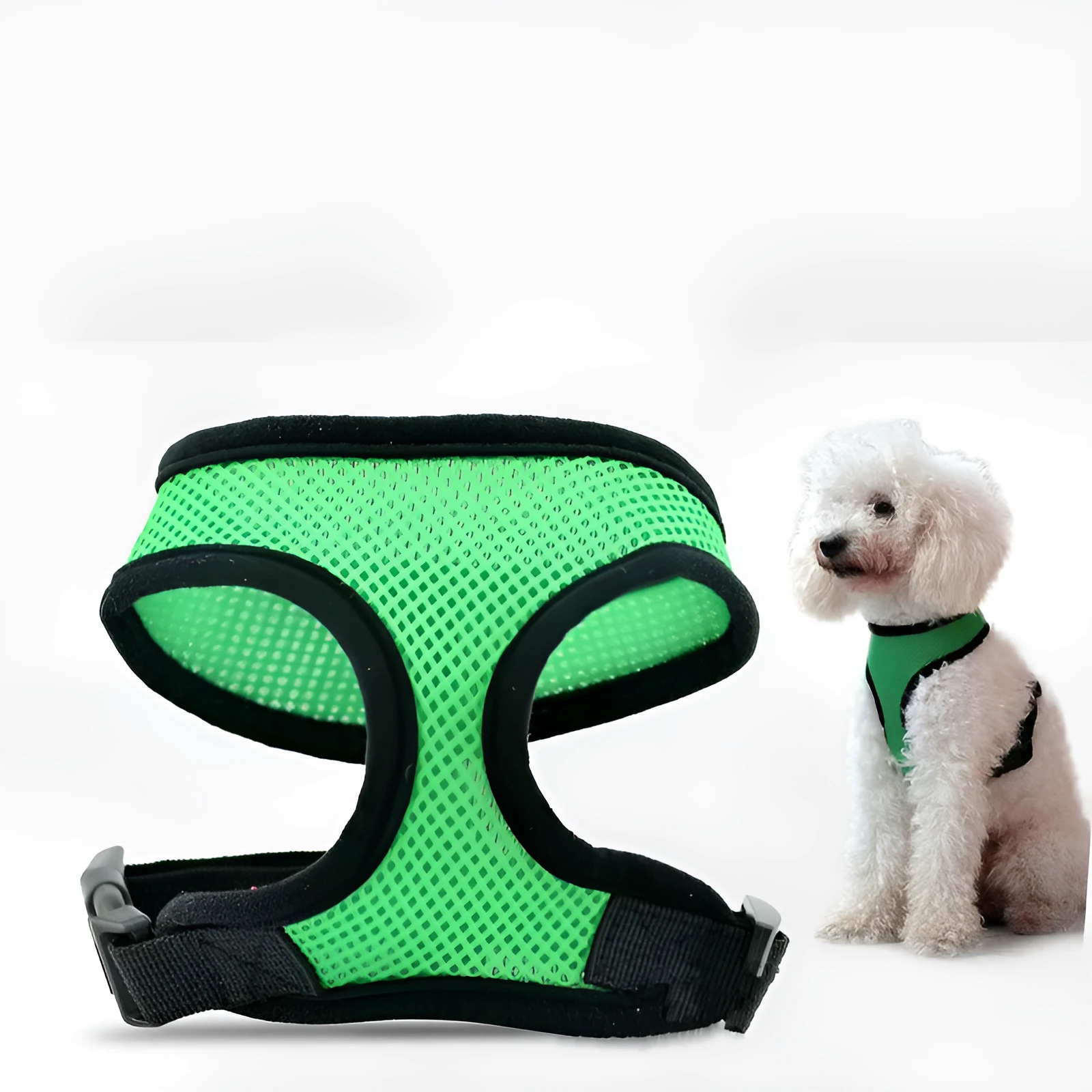 Pet puppy small dog cat padded nylon vest, adjustable chest, black colour, outdoor walks