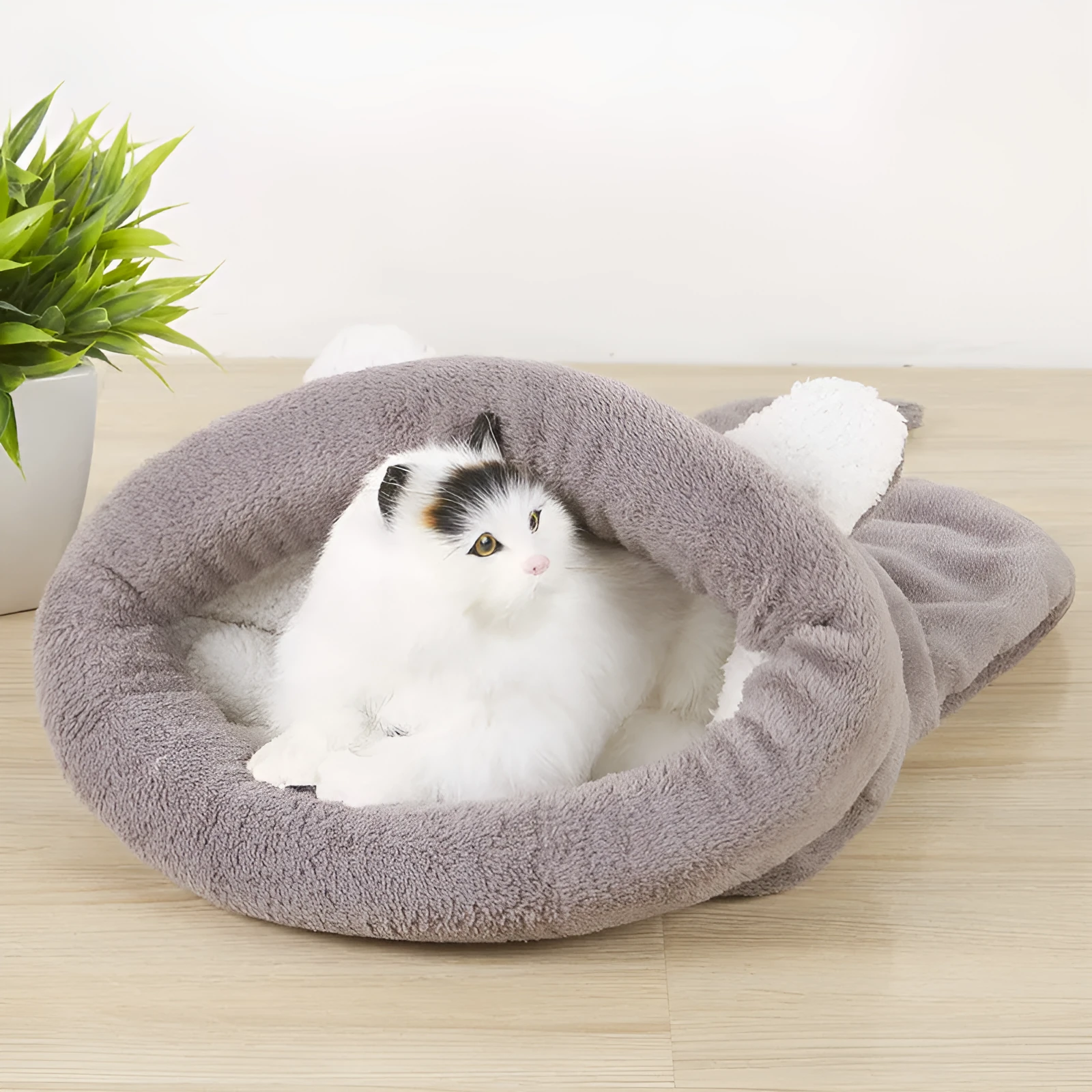 Cat and dog cloth sleeping bag nest with big ears and small tails in coffee colour