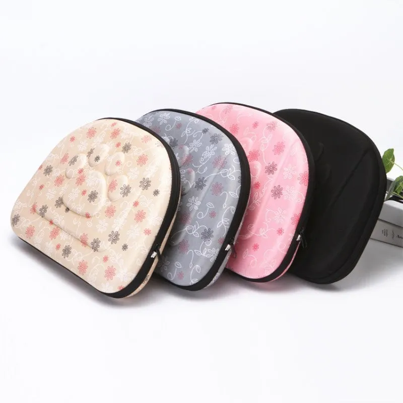 Collapsible EVA pet carrier bag in medium size, pink colour, folded flat with two zippers
