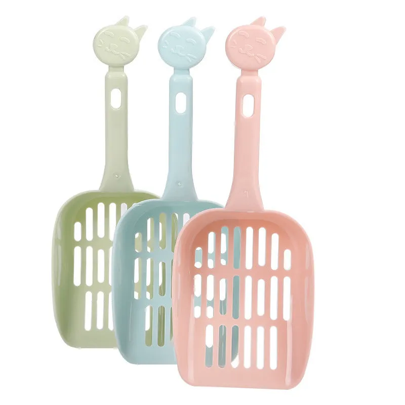 Thickened PP resin cat litter shovel 25cm long 9cm wide with large hole strip design