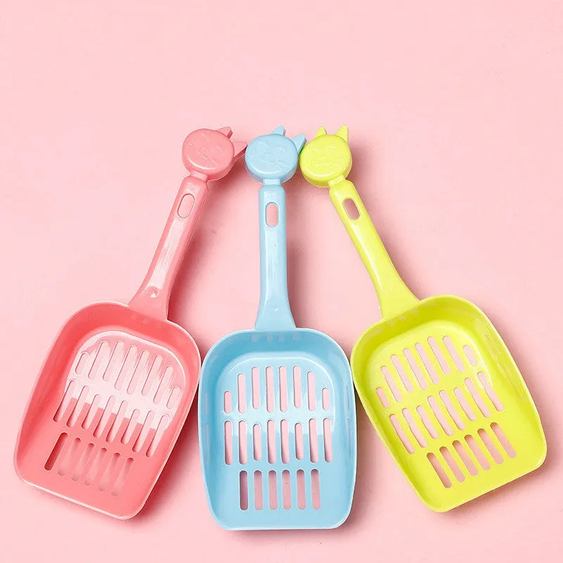 Thickened PP resin cat litter shovel 25cm long 9cm wide with large hole strip design