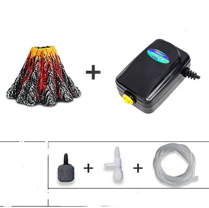 Fish tank creative ornament volcano package - resin stone cave for aquarium hiding and breeding, textured finish