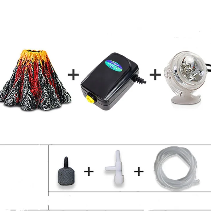 Fish tank creative ornament volcano package - resin stone cave for aquarium hiding and breeding, textured finish