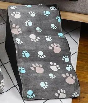 Pet step dog ladder bed non-slip stairs removable washable small three-level 58x31x28cm in grey pineapple lattice