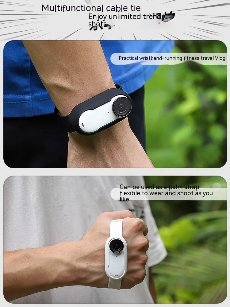 Black silicone pet collar camera for wireless recording on cats and dogs, USB charging.