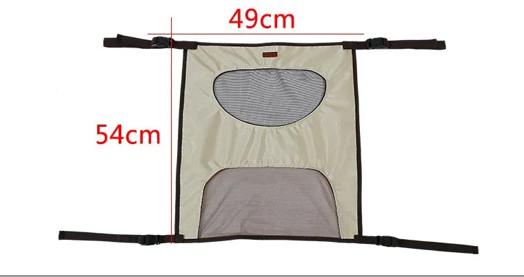 Pet car fence rear seat screen in black, made from nylon cloth and PVC net, 54x49cm size