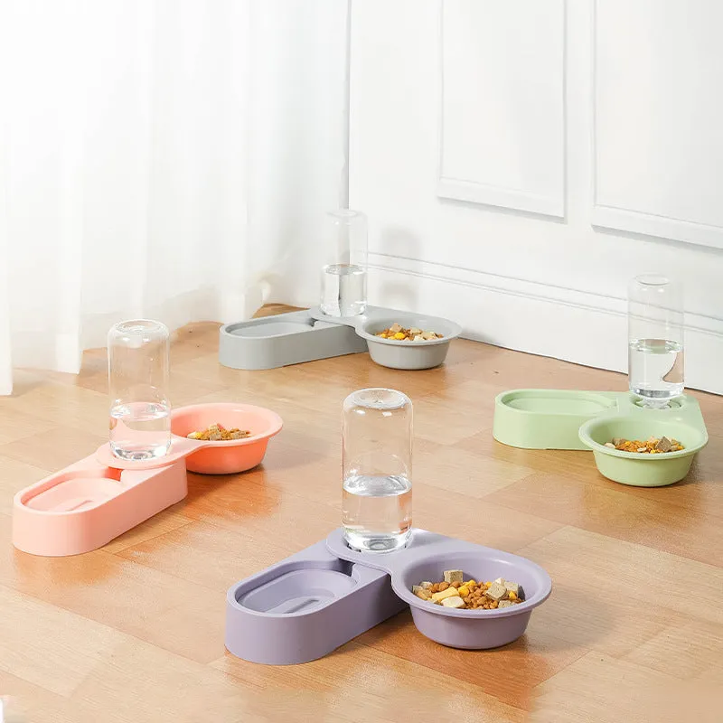 Automatic cat bowl feeder drinking fountain with 350ml water dispenser in green colour
