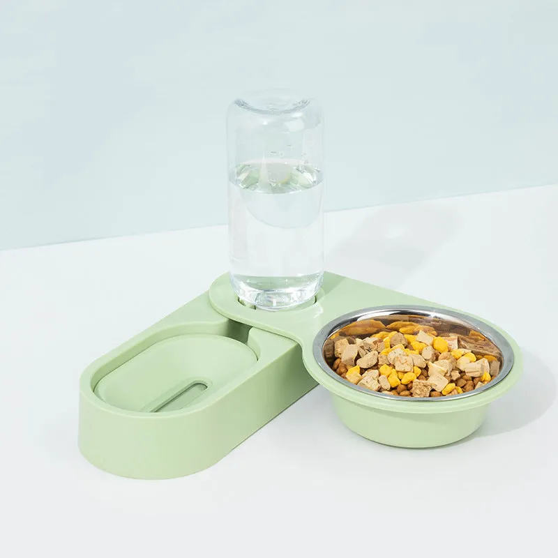 Automatic cat bowl feeder drinking fountain with 350ml water dispenser in green colour