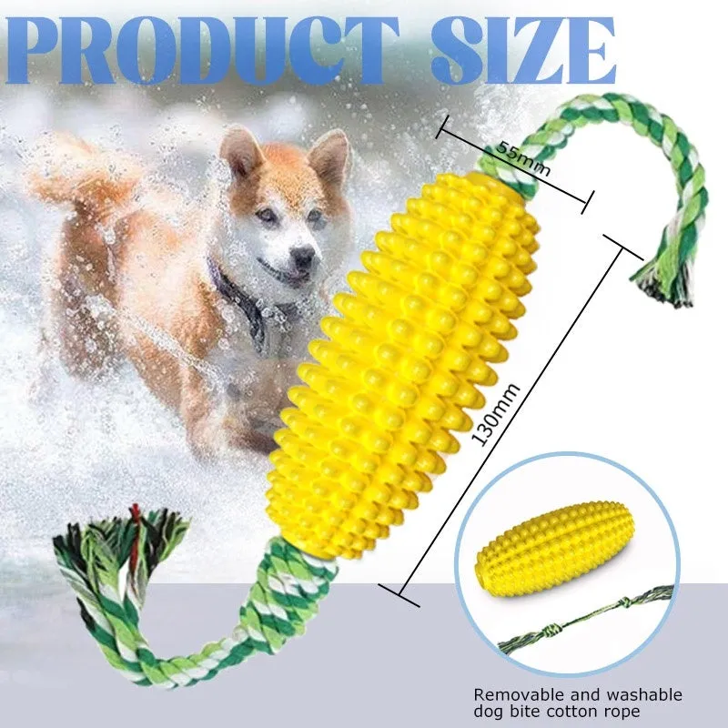 Interactive dog toothbrush toy in corn shape, TPR material, Green colour, for cleaning teeth