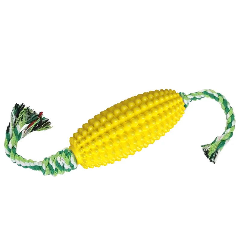 Interactive dog toothbrush toy in corn shape, TPR material, Green colour, for cleaning teeth