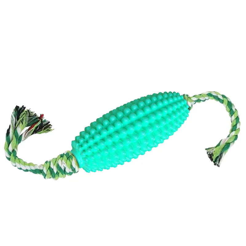 Interactive dog toothbrush toy in corn shape, TPR material, Green colour, for cleaning teeth