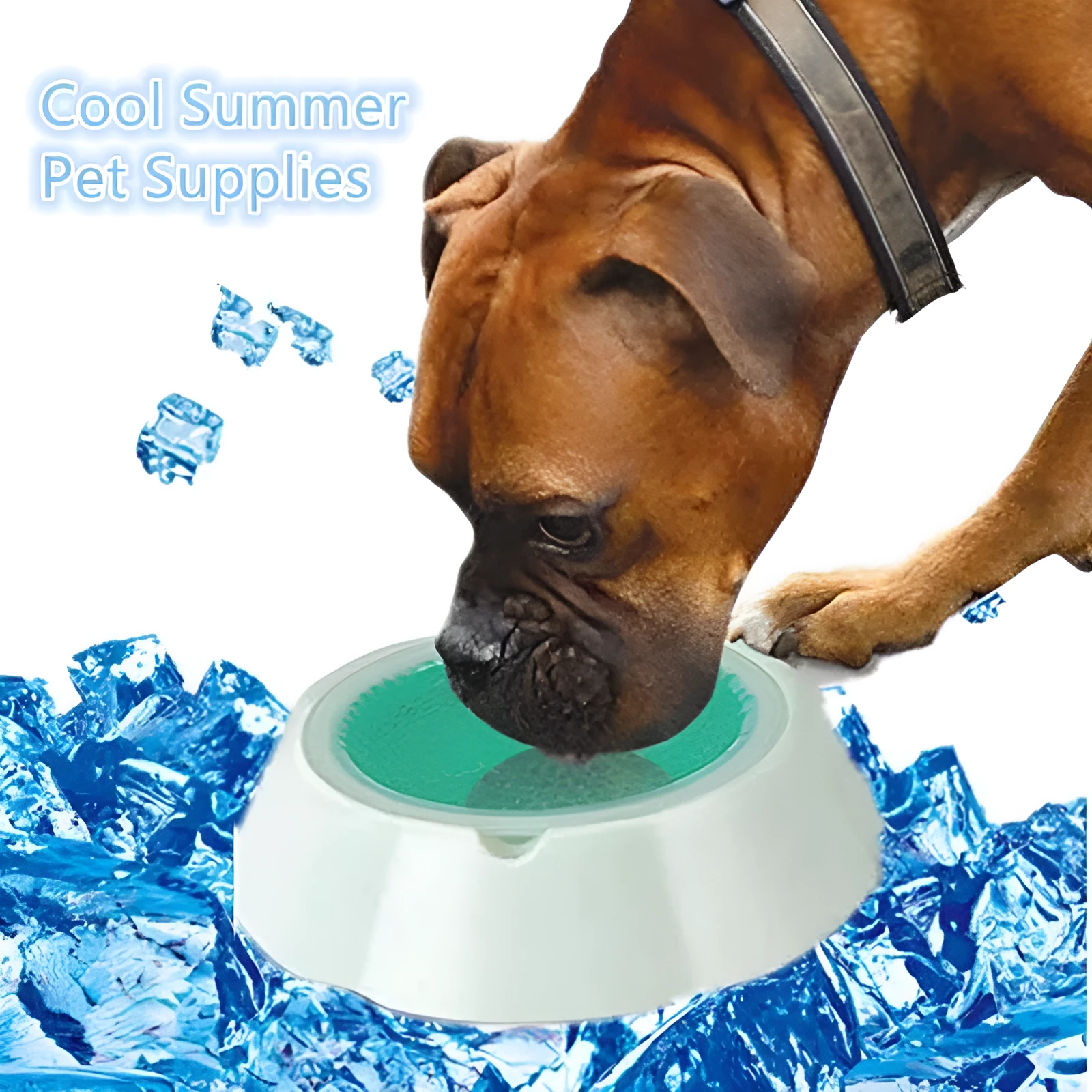 Condensed pearl ice pet bowl in blue for dogs and cats PP material