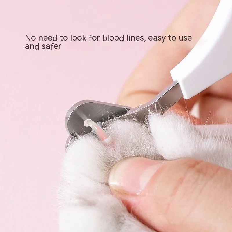 Pet nail clippers for cats with anti-bleeding round mouth design and ABS handle