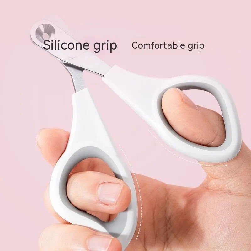 Pet nail clippers for cats with anti-bleeding round mouth design and ABS handle