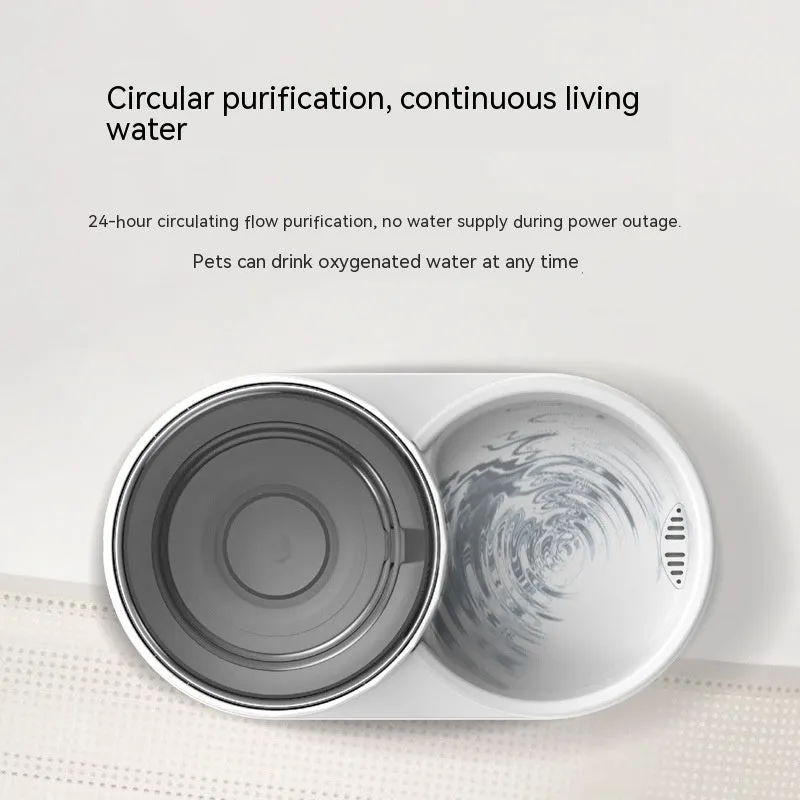 Cat water fountain automatic feeder set round white food grade PP plastic water dispenser and feeder on floor