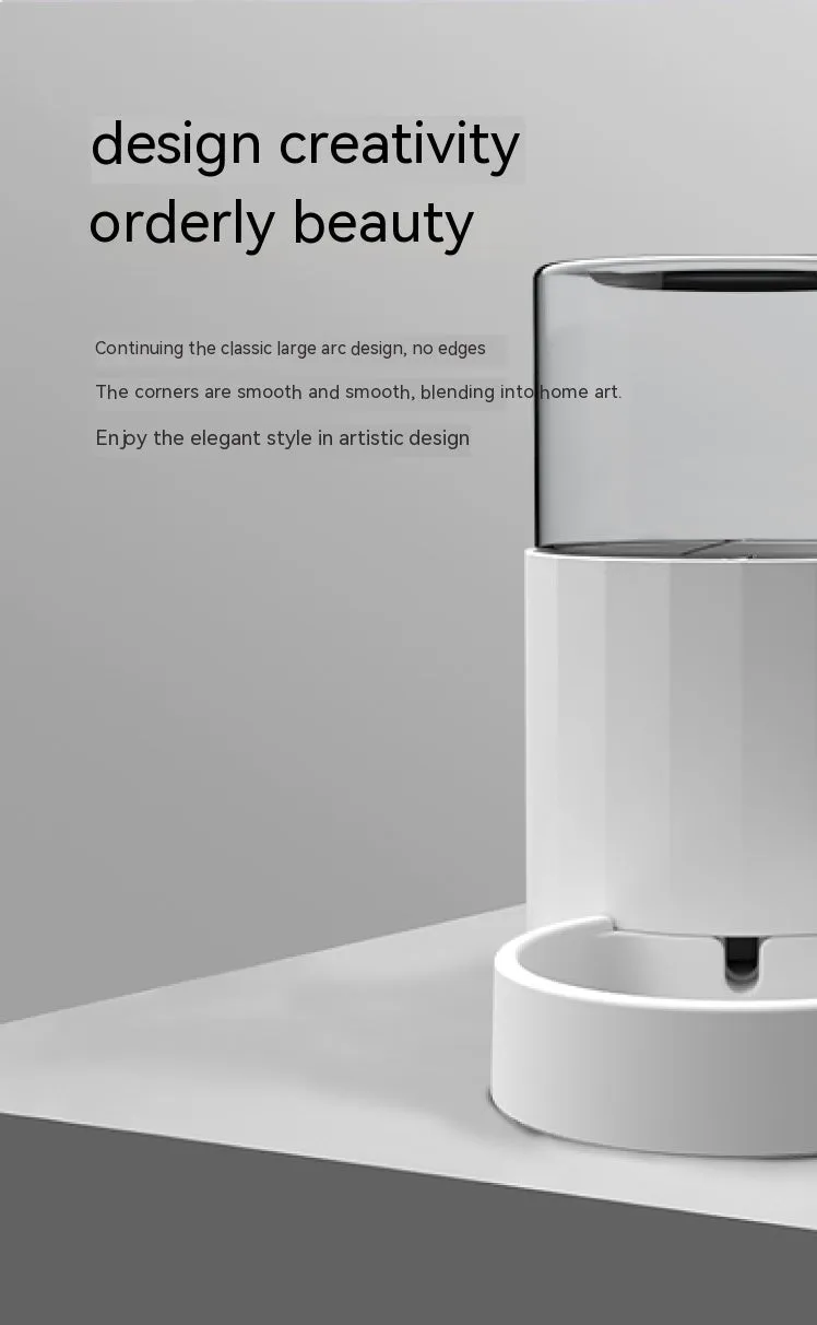 Cat water fountain automatic feeder set round white food grade PP plastic water dispenser and feeder on floor