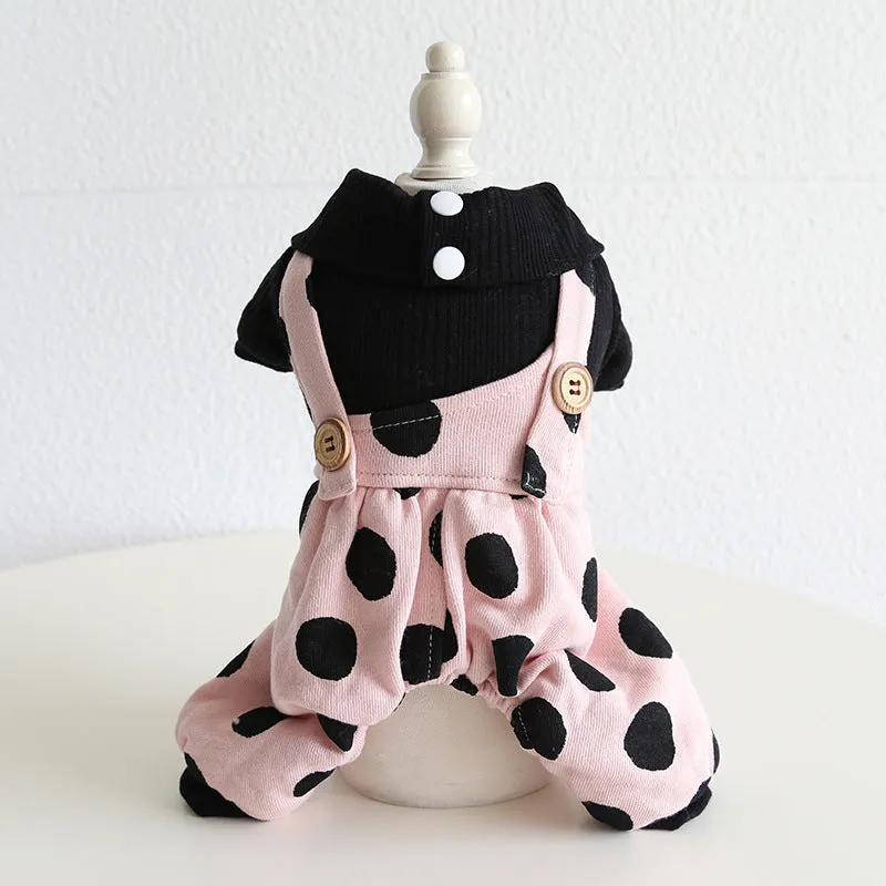 Casual lapel and shoulder strap dog clothes set for couples in sizes XS to XL