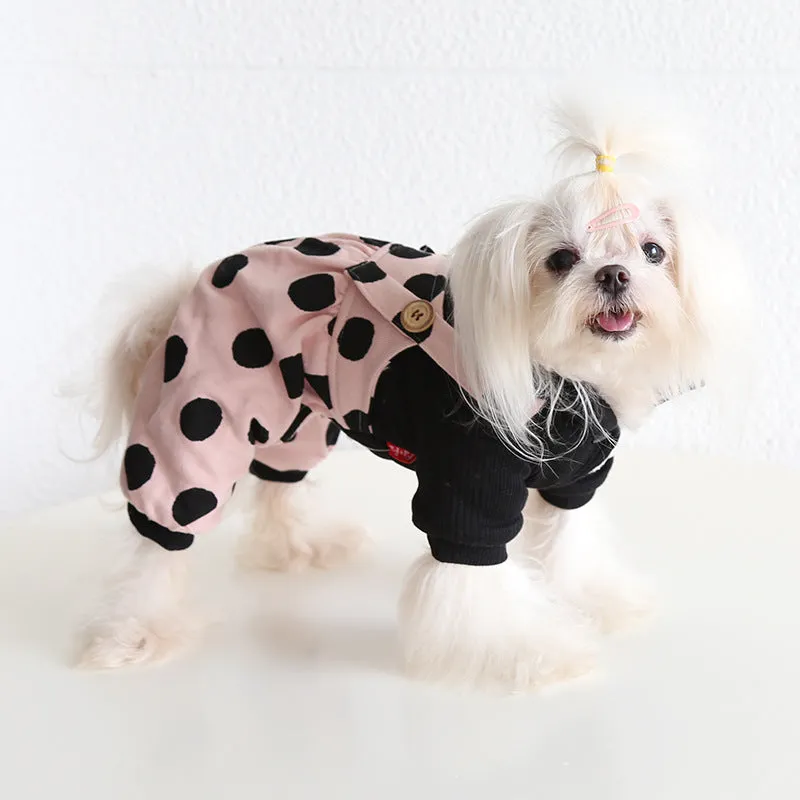 Casual lapel and shoulder strap dog clothes set for couples in sizes XS to XL