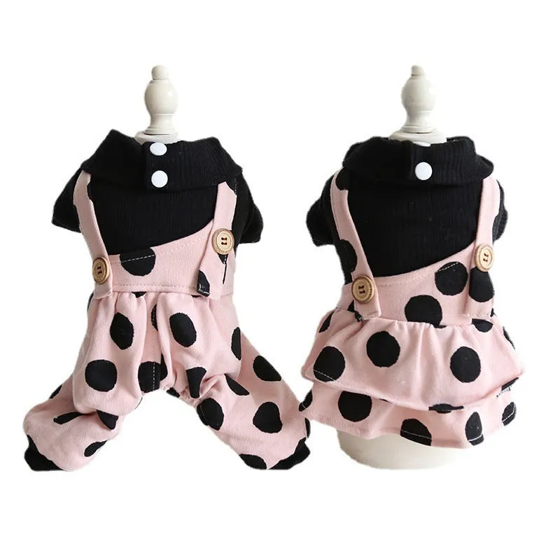 Casual lapel and shoulder strap dog clothes set for couples in sizes XS to XL