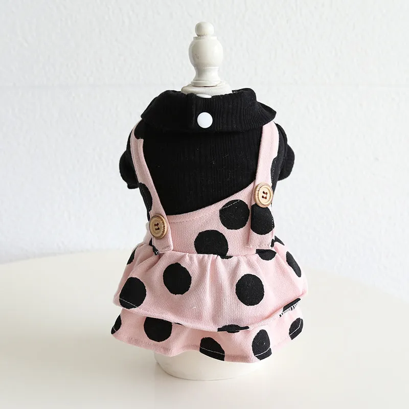 Casual lapel and shoulder strap dog clothes set for couples in sizes XS to XL