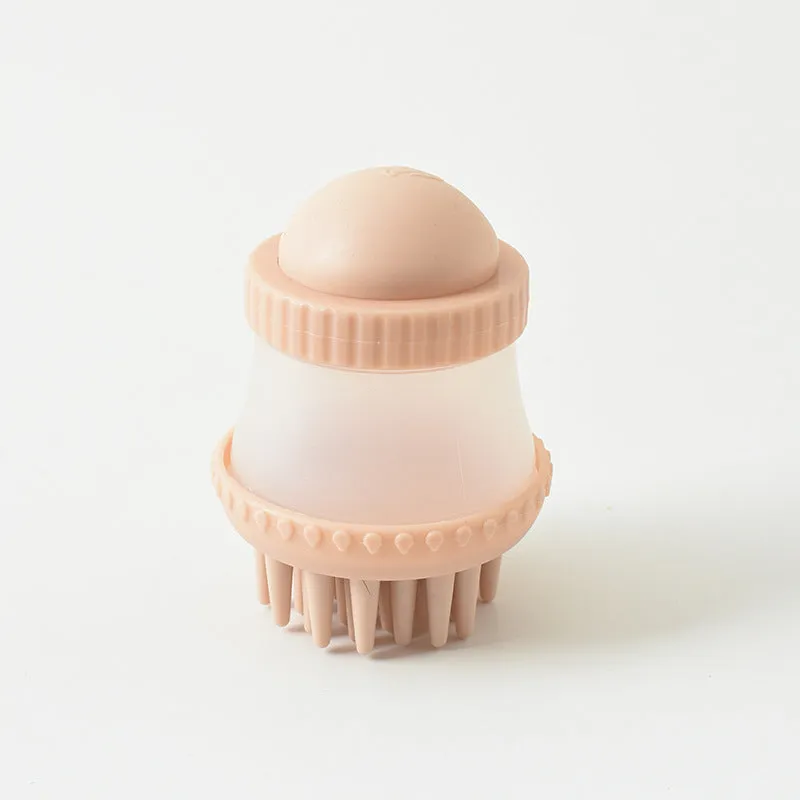 Multifunctional TPR pet bathing brush in pink, 11.8x7.8cm, with silicone bristles for dog and cat grooming
