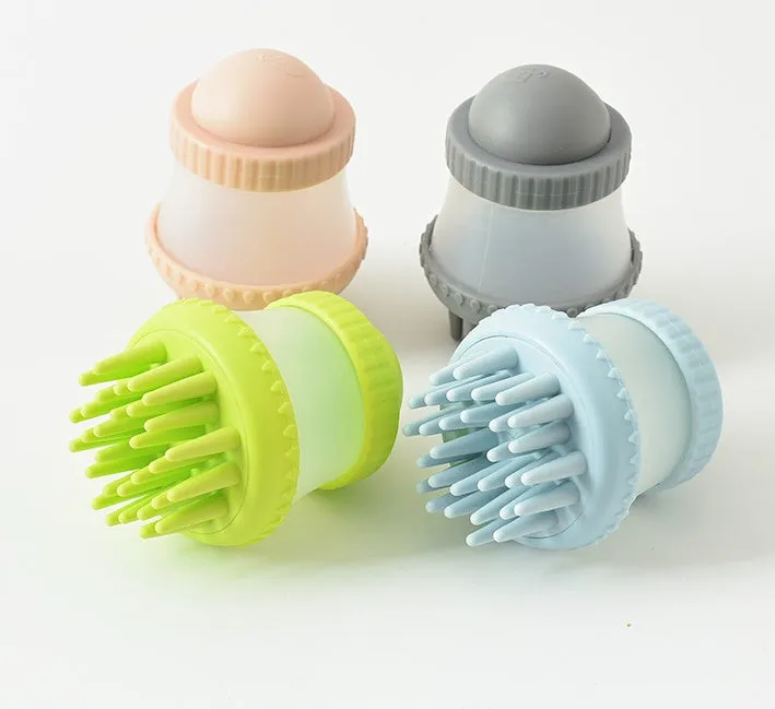 Multifunctional TPR pet bathing brush in pink, 11.8x7.8cm, with silicone bristles for dog and cat grooming