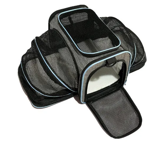 Pet Trolley Bag Mesh Car Kit in black, showing mesh sides and pull handle, size 46x28x28cm for pets up to 7.5 kg
