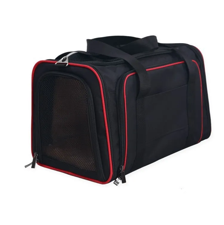 Pet Trolley Bag Mesh Car Kit in black, showing mesh sides and pull handle, size 46x28x28cm for pets up to 7.5 kg