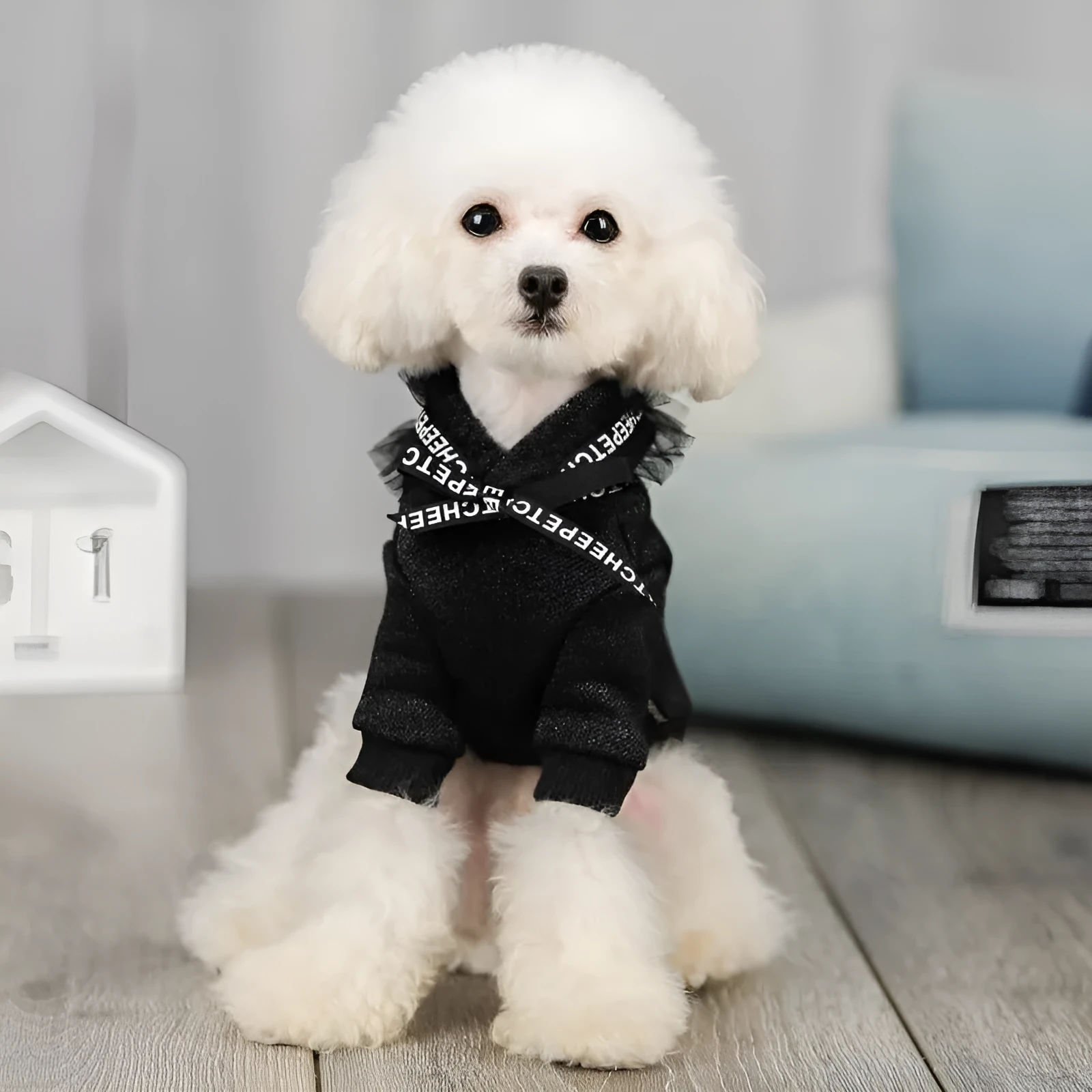 Casual cotton webbing-style pet clothing in black for Asian size M dog