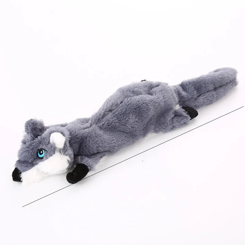 Plush chew toy for dogs in animal modelling shape, dark brown, light brown, and grey colour variants, designed for anti-biting molars and tooth cleaning
