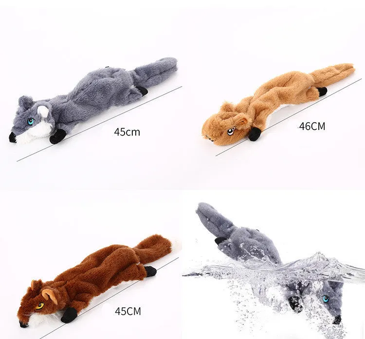 Plush chew toy for dogs in animal modelling shape, dark brown, light brown, and grey colour variants, designed for anti-biting molars and tooth cleaning