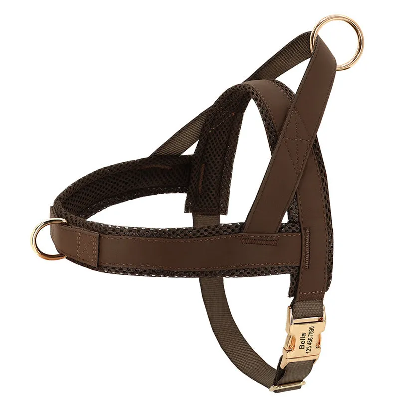 Lettering large dog vest chest harness in black, breathable and adjustable with reinforced stitching