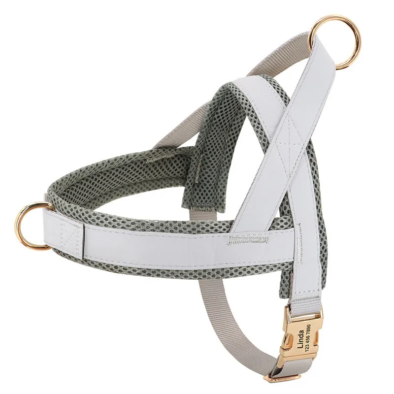 Lettering large dog vest chest harness in black, breathable and adjustable with reinforced stitching