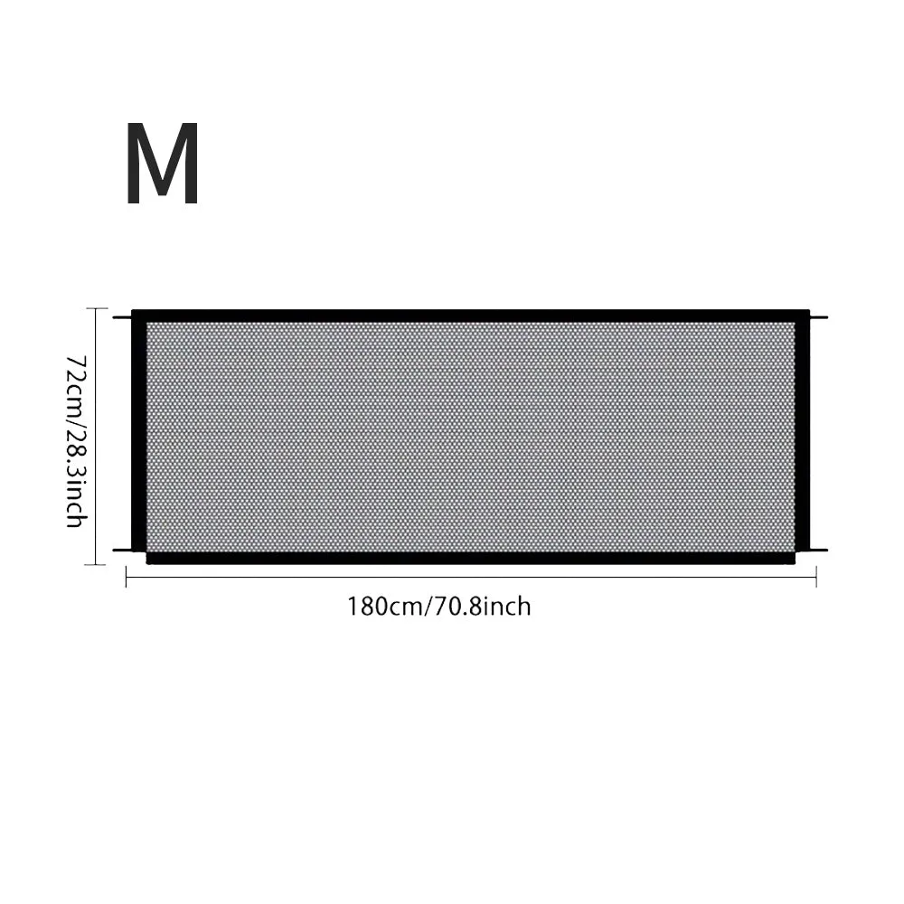 Foldable pet dog fence made of fibreglass mesh for indoor use, no drilling required, with hooks for doorway installation