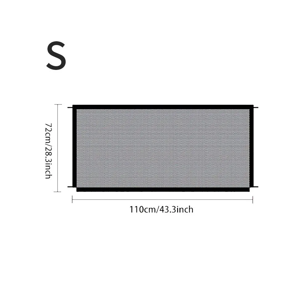 Foldable pet dog fence made of fibreglass mesh for indoor use, no drilling required, with hooks for doorway installation