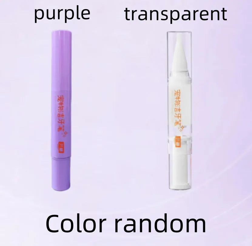 White plastic pet toothbrush pen for dog and cat teeth cleaning with 5ml whitening gel