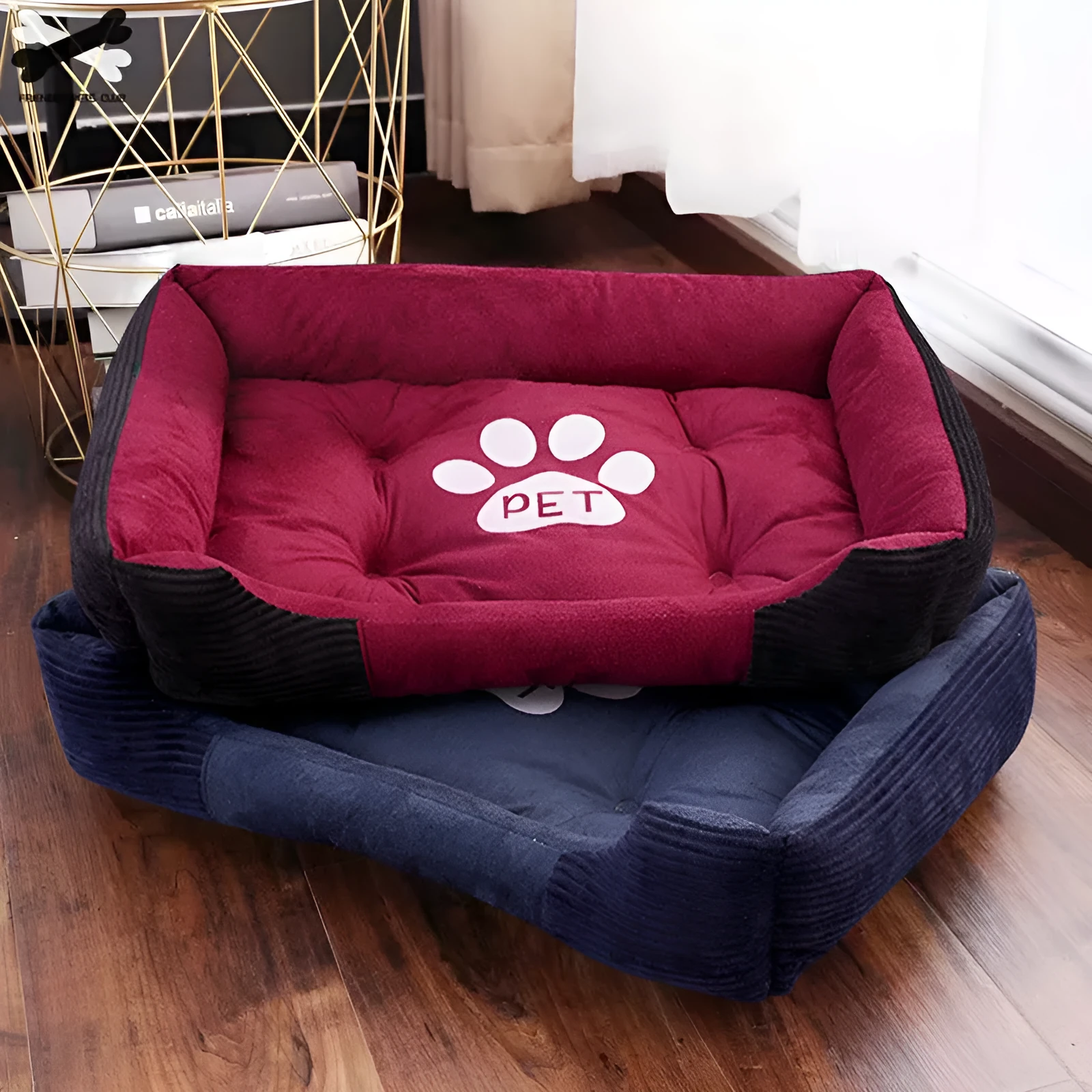 PP cotton pet nest for cats and dogs in blue colour, available in six sizes from 45cm to 90cm