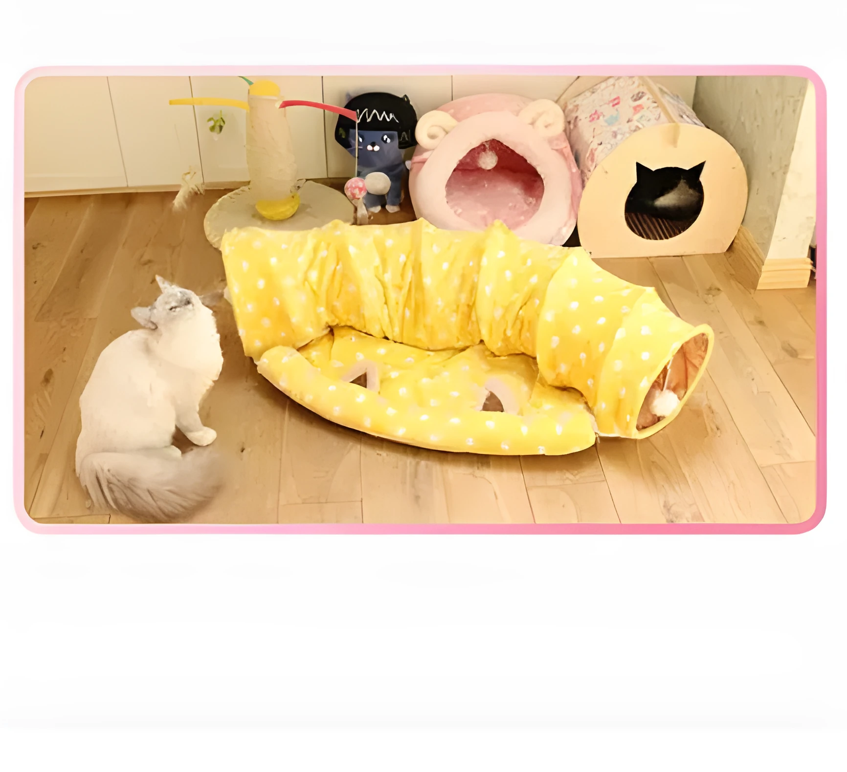 Rolling Dragon 25x25x9cm cloth cat litter pad tunnel sleeping bag rest toy in pink colour