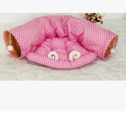 Rolling Dragon 25x25x9cm cloth cat litter pad tunnel sleeping bag rest toy in pink colour