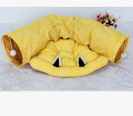 Rolling Dragon 25x25x9cm cloth cat litter pad tunnel sleeping bag rest toy in pink colour