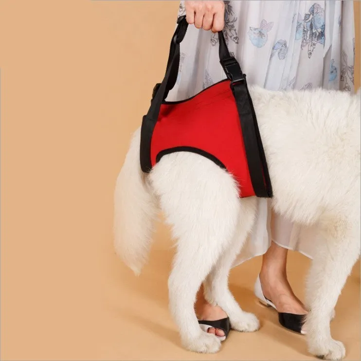 Pet safety belt in red high grade diving material with adjustable webbing for foreleg support