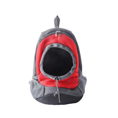 Pet sling carrier bag with breathable mesh top and PU leather bottom, available in multiple colors for small dogs and cats